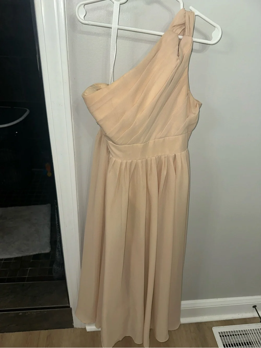 Amazon Girls One-Shoulder Blush Chiffon Formal Dress